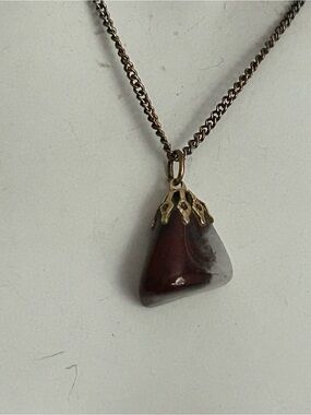 4/$50 Agate Gold-Tone Brown Stone Teardrop Pendant Necklace - Women Jewelry